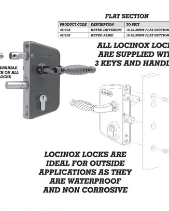 Locinox Lock To Fit 10mm 20mm and 30mm Flat Bar Keyed Alike 46/21b-0