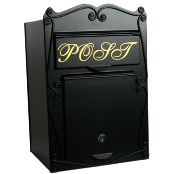 Black Steel Letterbox Front Opening 420mm High 280mm Wide 230mm Deep 55 6a